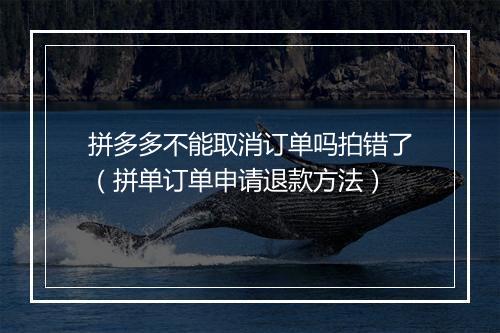 拼多多不能取消订单吗拍错了(拼单订单申请退款方法)