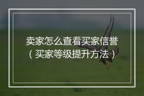 卖家怎么查看买家信誉(买家等级提升方法)