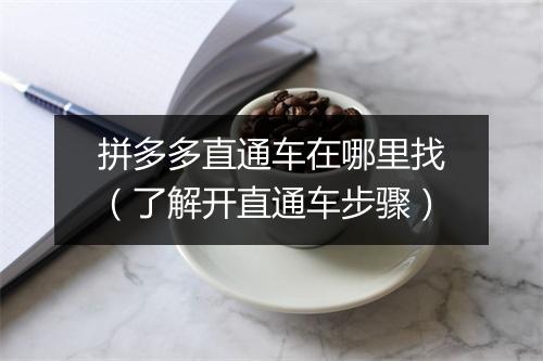 拼多多直通车在哪里找(了解开直通车步骤)