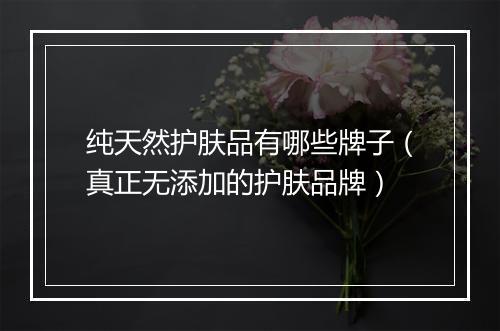 纯天然护肤品有哪些牌子(真正无添加的护肤品牌)