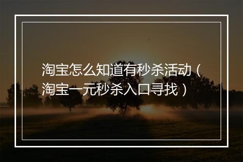 淘宝怎么知道有秒杀活动(淘宝一元秒杀入口寻找)