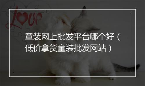 童装网上批发平台哪个好(低价拿货童装批发网站)