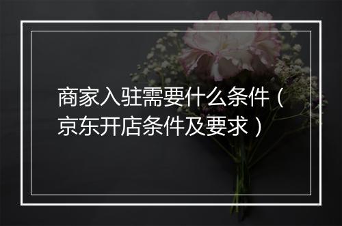 商家入驻需要什么条件(京东开店条件及要求)