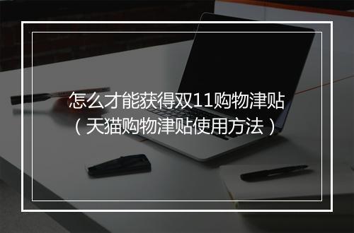 怎么才能获得双11购物津贴(天猫购物津贴使用方法)