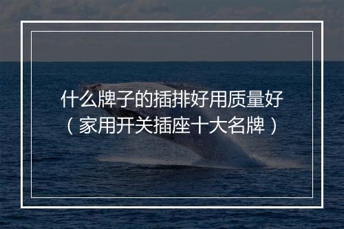 什么牌子的插排好用质量好(家用开关插座十大名牌)