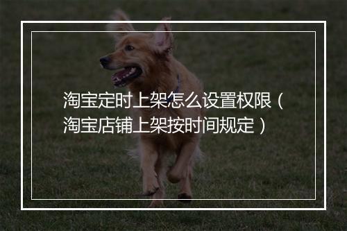 淘宝定时上架怎么设置权限(淘宝店铺上架按时间规定)