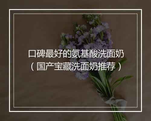 口碑最好的氨基酸洗面奶(国产宝藏洗面奶推荐)
