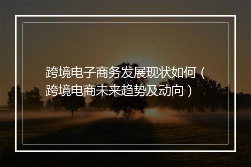 跨境电子商务发展现状如何(跨境电商未来趋势及动向)