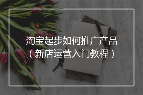 淘宝起步如何推广产品(新店运营入门教程)