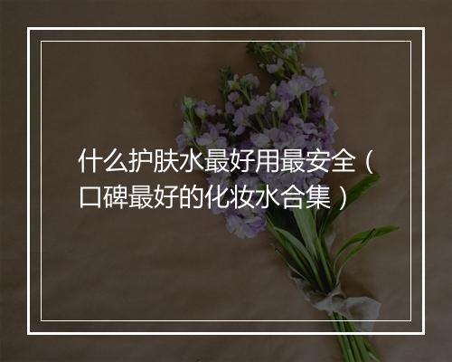 什么护肤水最好用最安全(口碑最好的化妆水合集)