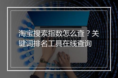 淘宝搜索指数怎么查?关键词排名工具在线查询