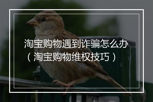 淘宝购物遇到诈骗怎么办(淘宝购物维权技巧)