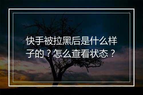 快手被拉黑后是什么样子的?怎么查看状态?