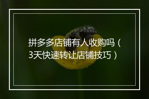 拼多多店铺有人收购吗(3天快速转让店铺技巧)