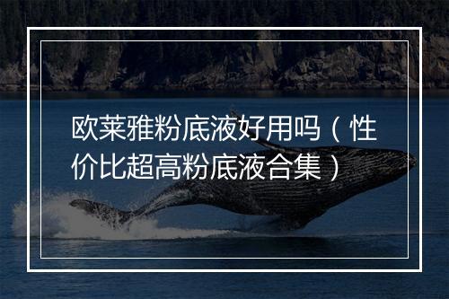 欧莱雅粉底液好用吗(性价比超高粉底液合集)