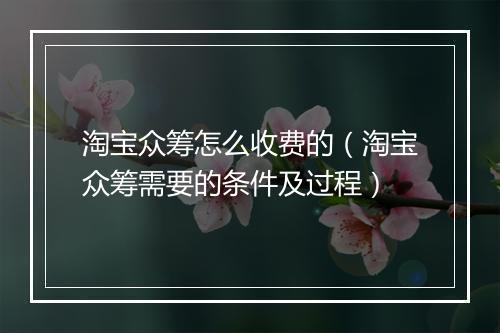 淘宝众筹怎么收费的(淘宝众筹需要的条件及过程)