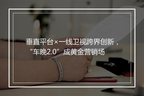 垂直平台×一线卫视跨界创新,“车晚2.0”成黄金营销场