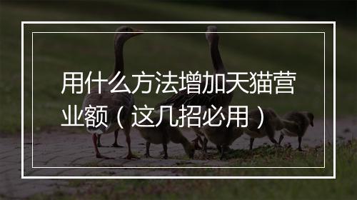 用什么方法增加天猫营业额(这几招必用)