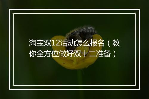 淘宝双12活动怎么报名(教你全方位做好双十二准备)