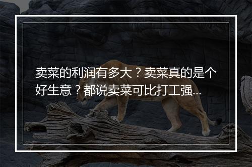 卖菜的利润有多大?卖菜真的是个好生意?都说卖菜可比打工强多了