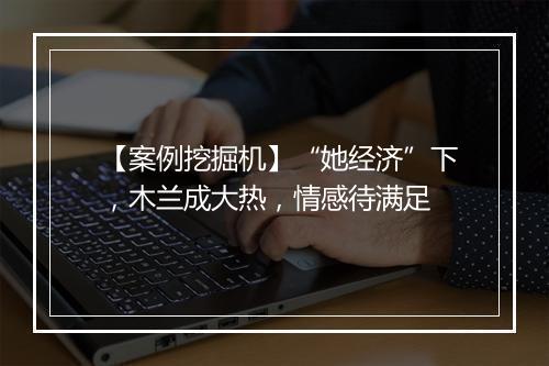 【案例挖掘机】“她经济”下,木兰成大热,情感待满足