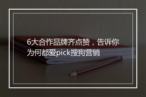 6大合作品牌齐点赞,告诉你为何都爱pick搜狗营销