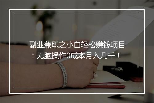 副业兼职之小白轻松赚钱项目:无脑操作0成本月入几千!