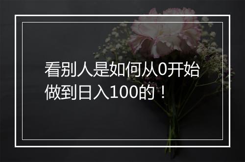 看别人是如何从0开始做到日入100的!