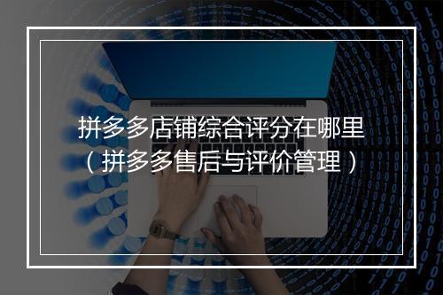 拼多多店铺综合评分在哪里(拼多多售后与评价管理)