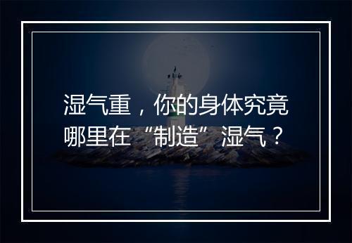 湿气重,你的身体究竟哪里在“制造”湿气?