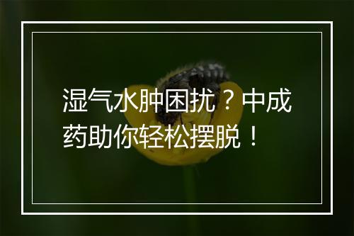湿气水肿困扰?中成药助你轻松摆脱!