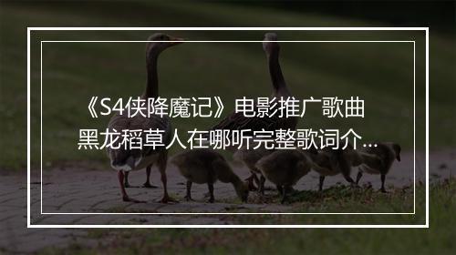 《S4侠降魔记》电影推广歌曲 黑龙稻草人在哪听完整歌词介绍