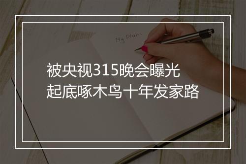 被央视315晚会曝光 起底啄木鸟十年发家路