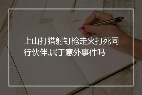 上山打猎射钉枪走火打死同行伙伴,属于意外事件吗