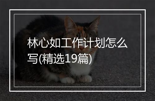 林心如工作计划怎么写(精选19篇)