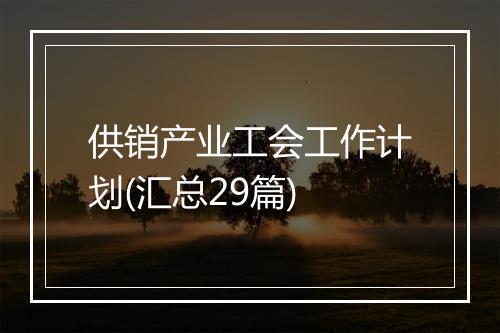供销产业工会工作计划(汇总29篇)