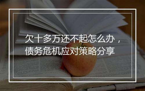 欠十多万还不起怎么办,债务危机应对策略分享