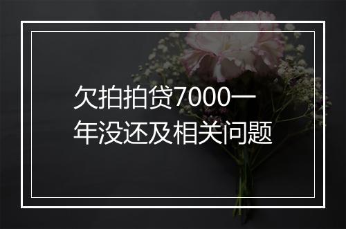 欠拍拍贷7000一年没还及相关问题