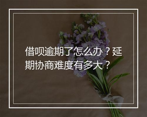 借呗逾期了怎么办?延期协商难度有多大?