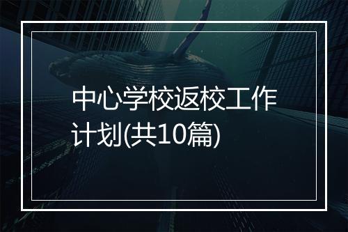 中心学校返校工作计划(共10篇)