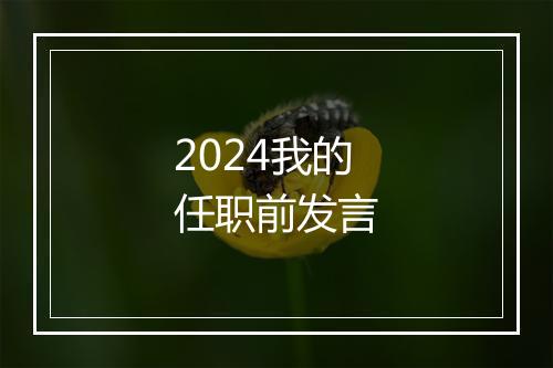 2024我的任职前发言