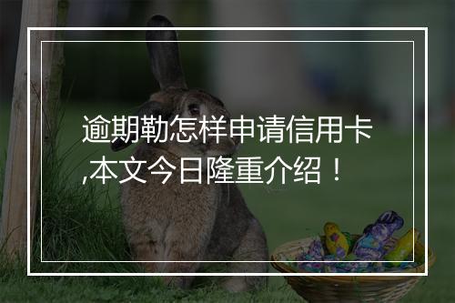 逾期勒怎样申请信用卡,本文今日隆重介绍!