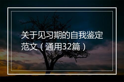 关于见习期的自我鉴定范文(通用32篇)