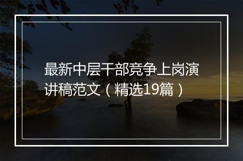 最新中层干部竞争上岗演讲稿范文(精选19篇)