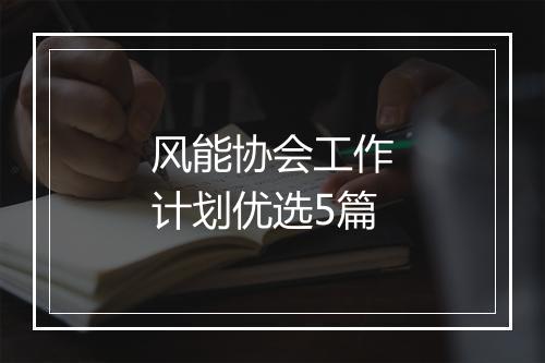 风能协会工作计划优选5篇