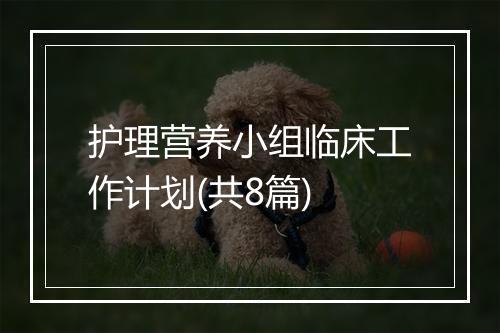 护理营养小组临床工作计划(共8篇)