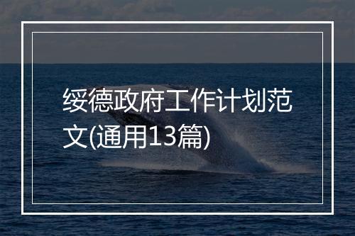 绥德政府工作计划范文(通用13篇)