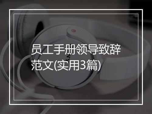 员工手册领导致辞范文(实用3篇)