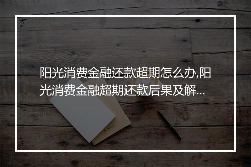 阳光消费金融还款超期怎么办,阳光消费金融超期还款后果及解决方案