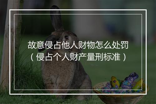 故意侵占他人财物怎么处罚(侵占个人财产量刑标准)